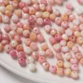 8mm gefacetteerde glazen kralen met roze marmer effect voor DIY sieraden maken - Roze Oranje