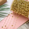Luxurious gold ABS imitation pearl bead chain roll for DIY handmade jewelry crafts - Mixed Large And Small Bead Style / 8mm+3mm / 5m / Gold