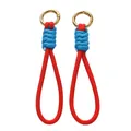 Cordon de poignet tressé rouge et bleu avec fermoir à anneau à ressort doré amovible - 1 Pièce / Rouge et Bleu
