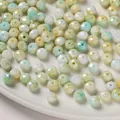 Gedessineerde 8mm gefacetteerde watergekleurde glazen kralen in macaronmix voor sieraden - Geel & Groen