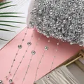 Silver ABS imitation pearl bead chain roll for DIY handmade jewelry and wedding accessories - Mixed Large And Small Bead Style / 8mm+3mm / 5m / Silver