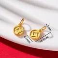 Gold-plated geometric coin charm pendant for DIY jewelry making with dimensions shown - Copper Coin (AC4548) / 1 Piece/Pack (14.5x8.5mm)