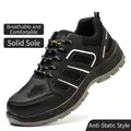Zapatos de seguridad negros transpirables con protección contra pinchazos y golpes - 36 / Antiestático [Puntera de Acero Suela Sólida] Anti-aplastamiento y Anti-perforación