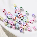 6mm colorful acrylic square letter beads with R engraving for DIY jewelry making - Letter R Style / 100 Pieces (6x6mm/Hole 3.4mm)