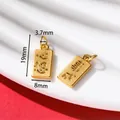 Rectangular gold plated charm with Chinese characters heart wish for DIY jewelry making - May Wishes Come True (AC4548) / 1 Piece (19x8mm)