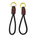 Dragonne de poignet tressée en paracorde avec mousqueton jaune en noir et marron foncé - 1 Pièce / Café Noir