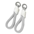 Lot de deux dragonnes tressées gris et blanc avec fermoirs ronds amovibles. - Patchwork gris et blanc (Style 04) / 1 Pièce