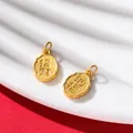 Gold-plated sand-finish charm pendant for DIY jewelry making with clear size indicators - Recruiting Wealth and Receiving Fortune (AC4548) / 18x10x3.8mm