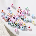 Colorful 6mm square acrylic alphabet beads with letter Z for DIY jewelry crafting - Letter Z Style / 100 Pieces (6x6mm/Hole 3.4mm)