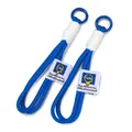 Cordon de poignet tressé bleu et blanc avec un mousqueton circulaire bleu élégant - Porte-clés / 1 Pièce / Bleu Foncé avec Blanc