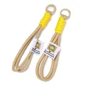 Cordon de poignet tressé beige avec détails jaunes et anneau métallique circulaire amovible - Porte-clés / 1 Pièce / Khaki Et Jaune