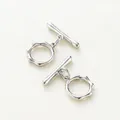 Detailed view of silver-plated copper toggle clasps for DIY jewelry and necklaces DIY - 6 Pieces/Pack / Platinum Color-Preserving Real Gold