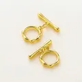 Macro view of 18K gold-plated wavy OT toggle clasps for jewelry making - 6 Pieces/Pack / 18K Color-Preserving Real Gold