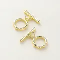 Detailed macro view of an 18K gold plated copper wave toggle clasp for DIY jewelry projects. - Basic Style / Set of 6 / 14K Gold
