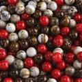 Mixed red and marbled brown acrylic round beads for DIY handmade bracelet jewelry - Round Bead (AC4441) / 8mm (100 Pieces) / Random Mixed Colors