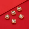 Five gold-plated enamel lucky animal charms for DIY jewelry making projects and crafts - God of Wealth / 1 Piece (Approx 10.5*11.5mm) / Gold