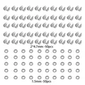 50 Pairs Stainless Steel Crimp Covers and 1.5mm Beads for DIY Jewelry Making Kit - 2mm Crimp Covers + 1.5mm Positioning Beads (Set of 50 Pairs) / Steel