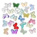 Assorted colorful transparent glass butterfly beads for DIY jewelry crafts and decor. - 10 Pieces Pack / Mixed Random