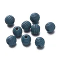 Perline di legno filettate blu scuro per la creazione di gioielli artigianali fai-da-te - Sfera filettata / 20 Pezzi/Confezione (11x12mm) / Blu scuro