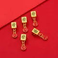 Golden mahjong Fa character lucky charm with red enamel coin for DIY bracelet making - Mahjong 'Fa' Tile with Coin / 1 Piece (Approx 7.5*24mm) / Gold