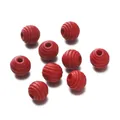 Perle di legno filettate rosse per creazione di gioielli fai-da-te e artigianato - Sfera filettata / 20 Pezzi/Confezione (11x12mm) / Rosso scuro