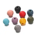 Perline in legno filettate colorate in toni macaron per la creazione di gioielli DIY - Sfera filettata / 20 Pezzi/Confezione (11x12mm) / Misto Casuale