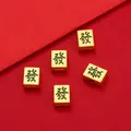 Traditional Mahjong 'Fa' gold bead charm for DIY bracelet and jewelry making craft - Mahjong Fortune / 1 Piece (Approx 6.5*8.5mm) / Gold