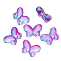Dreamy purple and blue gradient transparent glass butterfly beads for DIY jewelry making - 10 Pieces Pack / Blue Purple