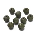 Perline di legno tonde filettate verde oliva per progetti di gioielli fai-da-te - Sfera filettata / 20 Pezzi/Confezione (11x12mm) / Verde oliva