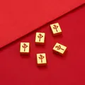 Golden sand Mahjong lucky charm bead with red Zhong character for DIY necklaces - Mahjong Red Dragon / 1 Piece (Approx 6.5*8.5mm) / Gold
