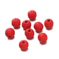 Perle tonde in legno di loto rosso a spirale per la creazione di gioielli fai da te - Sfera filettata / 20 Pezzi/Confezione (11x12mm) / Rosso