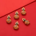 Traditional red enamel gourd pendants with intricate floral patterns for DIY jewelry making - Money-Swallowing Beast - Red / 1 Piece (Approx 11.5*20mm) / Red