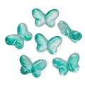 Turquoise transparent butterfly glass beads for DIY jewelry making with through-hole design - 10 Pieces Pack / Gradient Green