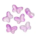 Transparent purple butterfly glass beads with through-holes for DIY jewelry making. - 10 Pieces Pack / Gradient Light Purple