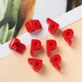 Cuentas de acrílico rojo letra P con agujero grande para joyería DIY - Letra P (Modelo A) / 10 piezas / Rojo
