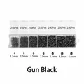 Gun black legering afstandhouders kralen set in zeven maten van 1,5 mm tot 4,0 mm - 7-Vaks Doos / Gun Black