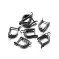 Set aus schwarz vernickelten Messing-Ohrringhaken mit Klappbügel für DIY-Schmuck. - Quadratisch Waffenschwarz