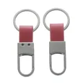 Elegante portachiavi per auto in pelle rossa e metallo opaco con clip a molla - Circa 3*8cm / Canna Di Fucile Opaco + Rosso