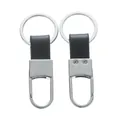 Portachiavi per auto minimalista in metallo e pelle con chiusura e anello resistenti - Circa 3*8cm / Argento & Nero