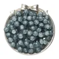 Dark blue frosted glass beads with an ice crack texture in decorative silver bowl - Pack of 50 (10mm / Hole 1.5mm) / Matte Gray Green