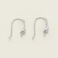 S925 sterling silver earring hook accessory with cubic zirconia for DIY jewelry making - Style B Platinum Color Retention (GA0627)
