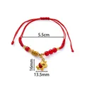 Handmade red rope bracelet featuring a cute golden horse charm, inner diameter 5.5cm - 1 Piece / Pegasus Red Wings Red Beads