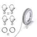 Stainless steel jewelry making set with lobster clasps, jump rings, and link chain. - Steel Vertical Cross Chain Material