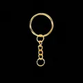 Hochwertiger goldener Metall-Schlüsselring mit kleiner Kette für DIY-Schmuckzubehör - Runder Schlüsselanhänger mit Kette (1.4x25) / 10 Stück/Packung / Gold