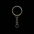 Antiker bronzener Metall-Schlüsselring mit Kettendetail für die kreative DIY-Schmuckherstellung - Runder Schlüsselanhänger mit Kette (1.4x25) / 10 Stück/Packung / Antike Bronze