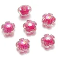 Perles de fleurs en acrylique rose AB vibrantes pour la création de bijoux et d'artisanat - 10 Pièces/Paquet (17*17.5mm) / Rose rouge