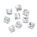 Heldere vierkante glazen strass-steentjes met puntige achterkant voor DIY nagelkunst - 10 Stuks Verpakking / Transparant