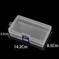 Transparente Kunststoffbox mit blauem Verschluss, 14.2x8.5x3.5cm für Schmuckzubehör - Komponenten Verpackungsbox / 14.2x8.5x3.5cm