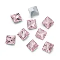 Roze vierkante gefacetteerde glazen steentjes voor DIY-nagelkunst en kledingstukken - 10 Stuks Verpakking / Lichtroze
