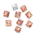 Perzik champagne vierkante facet geslepen glas plakstenen voor DIY knutselen en nail art - 10 Stuks Verpakking / Champagne